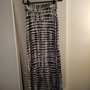 Bjewel Women's Elegant Gray and White Tie-Dye Maxi Skirt